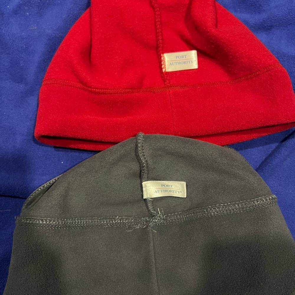 Port Authority Red and Black Beanie Set